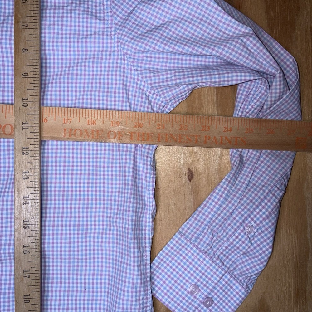 Twillory Shirt Mens 16 32/33 Tailored White Lavender Blue Plaid Check Button Up - Picture 4 of 8